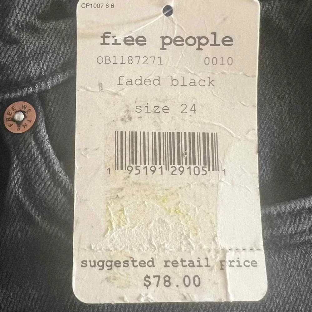 Free People We The Free Faded Black High Rise Skinny Jeans OB1187271 Size 24 NEW